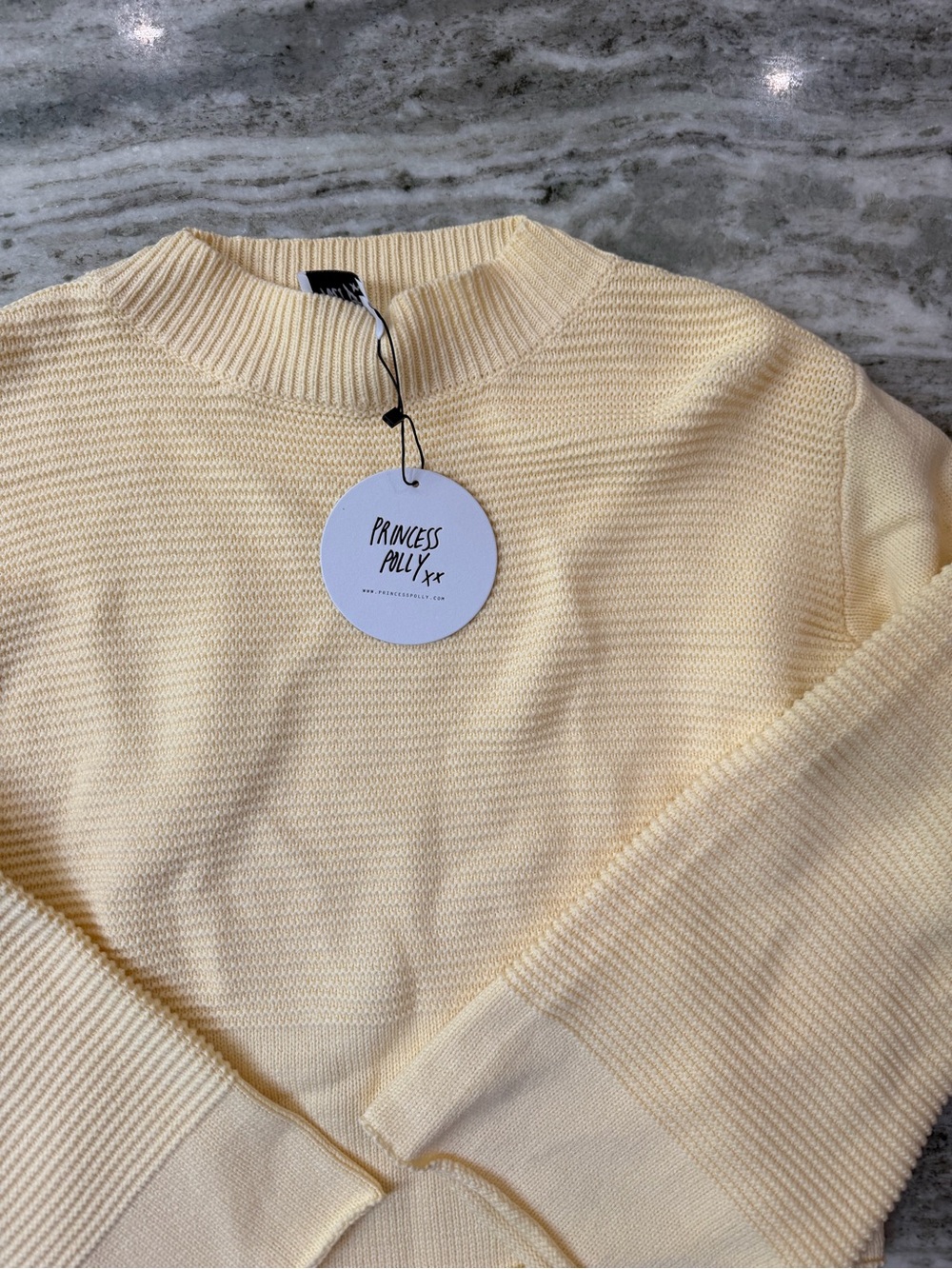 NWT Princess Polly Soft Pale Yellow Ribbed Crew Sweater M/L - Picture 4 of 5